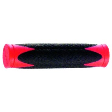 Ручки на руль для велосипеда VELO резиновые 2-х компонентные 130мм черно-красные 5-410361
