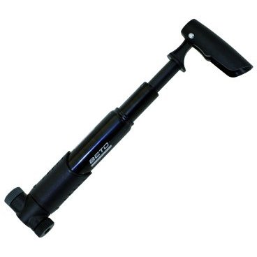 Велонасос BETO, пластик, две головки AV/FV, Т-ручка, телескопический, крепеж к раме, черный, 5-470223