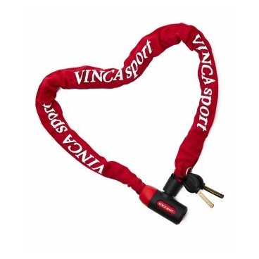 Фото Велосипедный замок Vinca Sport, цепь, на ключ, тканевая-оболочка, 6 х 900мм, красный, 101.759 red