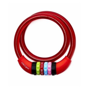 Фото Велосипедный замок Vinca Sport, тросовый, кодовый, 12 х 650 мм, красный, 101.427 red