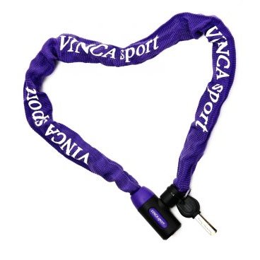 Фото Велосипедный замок Vinca Sport, цепь, на ключ, тканевая-оболочка, 6 х 1200 мм, фиолетовый, 101.760 violet