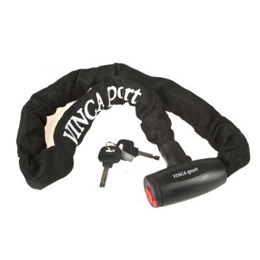 Велосипедный замок Vinca Sport, цепь, на ключ, тканевая-оболочка, 6 х 1200 мм, черный, 101.760 black
