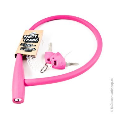 Фото Велосипедный замок Knog Party Frank тросовый, на ключ, 620 х 8 мм, Цвет Pink, 16г, 11414