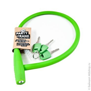 Велосипедный замок Knog Party Frank тросовый, на ключ, 620 х 8 мм, Цвет Lime, 16г, 11416