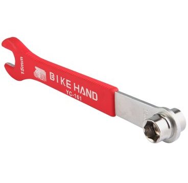 Фото Ключ для педалей 14/15мм BIKE HAND YC-161, накидной + 15мм шлицевой, YC-161