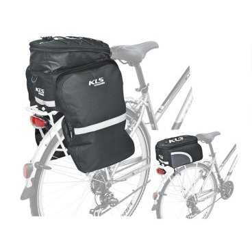 Фото Велосумка на багажник KELLYS SUPREMO, трёхсекционная, объем 7+10л, молнии YKK, Rear Pannier Bag KLS