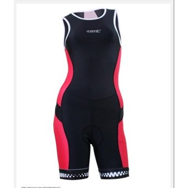 Комбинезоны Santic, стартовый женский костюм для триатлон, лямки, размер M, черно-красный, LC03001M