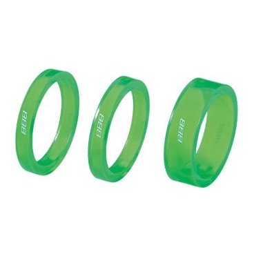 Фото Проставочные кольца BBB TransSpace, 1-1/8", 2x 5mm, 1x 10mm, зеленый, BHP-37
