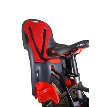 Детское велокресло DIEFFE, на раму, серое/красное, до 22кг, SE 11400 SUPER COMFORT frame