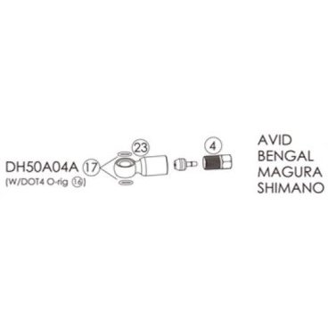 Фиттинги и переходники BENGAL для гидролиний AVID, SHIMANO, MAGURA, BENGAL 2.2X5.0, DH50A04A