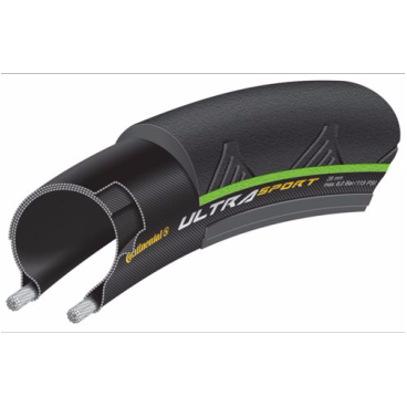 Фото Покрышка велосипедная Continental Ultra Sport 2 foldable, 700x23C, черно-зеленый, 1501300000