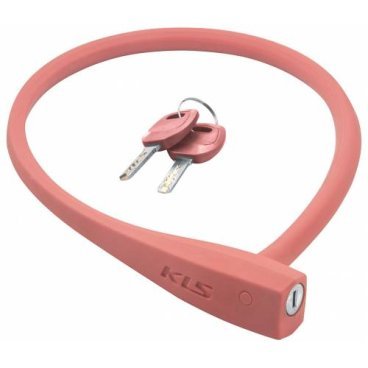 Велосипедный замок KELLYS (KLS) Sunny тросовый, на ключ, силиконовое покрытие, пастельно-розовый, 4.5 х 600 мм, NKE18758