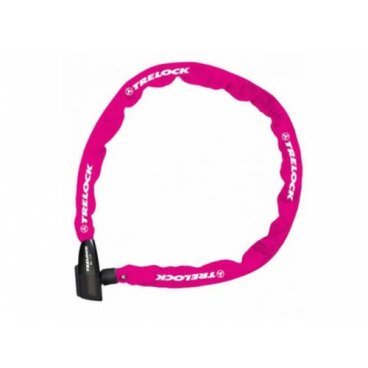 Велосипедный замок TRELOCK BC 115/110/4, цепь, на ключ, тканевая-оболочка, розовый, 8004425