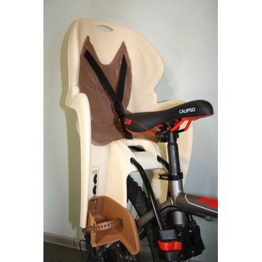 Фото Детское велокресло DIEFFE SE 11500 COMFORT frame, на раму, бежевое/коричневое, до 22кг, Италия.