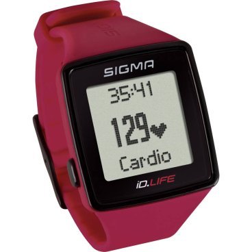 Часы спортивные SIGMA SPORT iD.LIFE: пульсометр с зонами эффективности, красные, 24620
