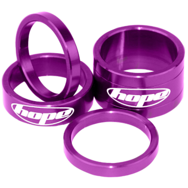 Велосипедные проставочные кольца "Hope"под вынос, на шток вилки 1 1/8" Фиолетовые (комплект). SDOCPU