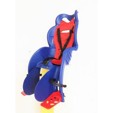 Фото Детское велокресло HTP Design, на багажник, синее с красным, до 22 кг, Италия, HTP 160 blue/red