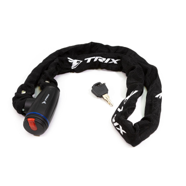 Велосипедный замок TRIX, цепь, на ключ, тканевая-оболочка, 6×1200 мм, черный, GK105.308