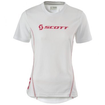 Фото Футболка женская SCOTT Run Promo, короткий рукав, белый/розовый, 2018, 233497-4870