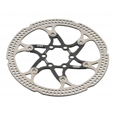 Ротор велосипедный ELVEDES FX16 ( ротор), "плавающий", 160 мм, нержавеющая сталь, алюминий, 6 болтов, черный, 2015146