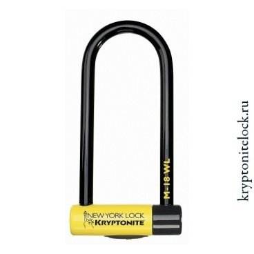 Велосипедный замок Kryptonite New York Lock  M18-WL, U-lock, на ключ, черный/желтый, 994589