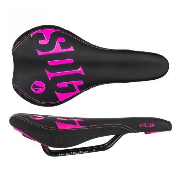 Седло велосипедное подростковое SDG Fly JR Steel, черно-розовый, 00810DS