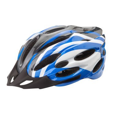 Шлем велосипедный Stels MV-26, бело-черно-синий, LU089028