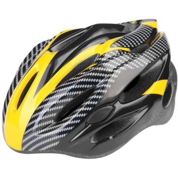 Шлем велосипедный Stels MV-26, черно-желтый-"карбон", LU088827