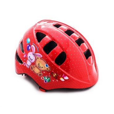 Фото Шлем велосипедный Vinca sport VSH 8, детский, с регулировкой, красный, рисунок - "bear", индивидуальная упаковка