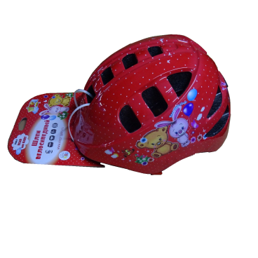 Шлем велосипедный Vinca sport VSH 8, детский, с регулировкой, красный, рисунок - "bear", индивидуальная упаковка