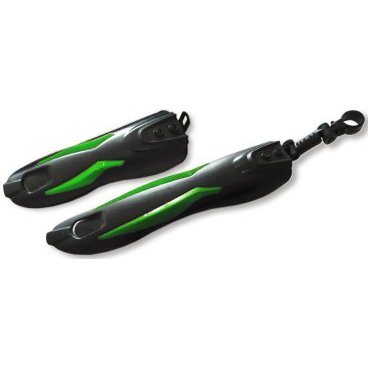 Фото Комплект велосипедных крыльев Vinca Sport, 20"-26", пластик, черный с зелеными вставками, HN 10-1 black/green
