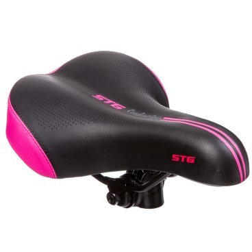 Седло велосипедное STG AZ-5588-02, женское подростковое, 26x19x10, черный с розовым, Х89950