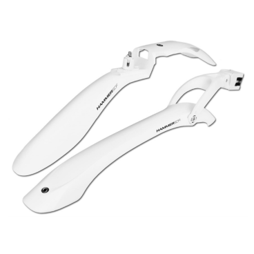 Крылья велосипедные SIMPLA Hammer SDE White, комплект, быстросъемные, для велосипедов с амортизаторами, 24”-28”, S14