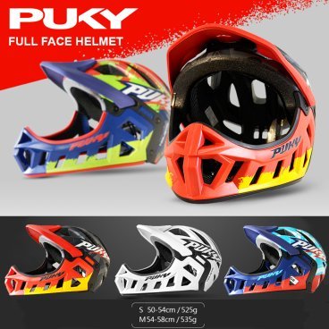 Шлем велосипедный Puky, фулфейс, blue/kiwi, NS91143