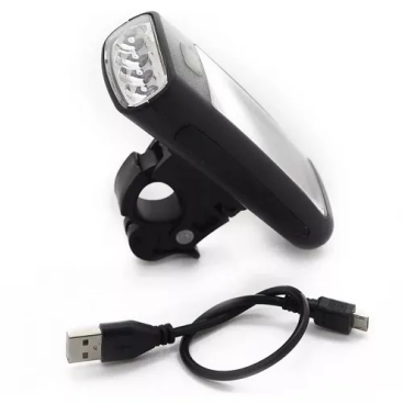 Фото Фара велосипедная Jokie JY-377, передняя, USB кабель, 4 светодиода, 2 режима работы, черный, RJGFLJY37701