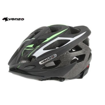 Шлем велосипедный VENZO VZ20-008, взрослый, черный/зеленый, RHEVZ20F26M7