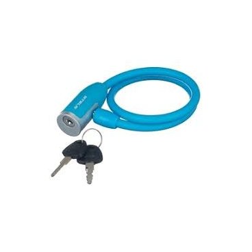 Фото Велосипедный замок Stels 84356, тросовый, на ключ, 10х650 мм, синий, 540053