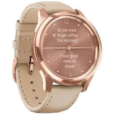 Фото Смарт-часы Garmin vivomove Luxe, S/E EU, Rose Gold, Light Sand, Leather, 010-02241-21