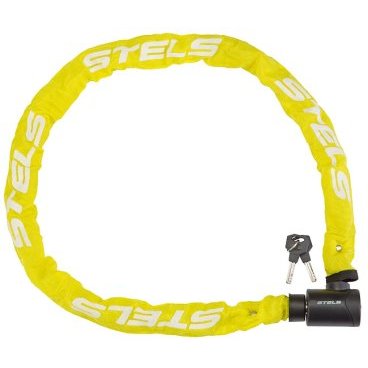 Фото Замок велосипедный STELS 85803, цепь, в тканевой оплётке, с ключом, 6х1200 мм, жёлтый, 540043