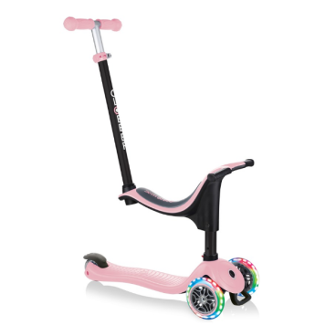 Фото Самокат-трансформер Globber GO UP SPORTY LIGHTS, трехколесный, детский, светящиеся колеса, пастельно-розовый