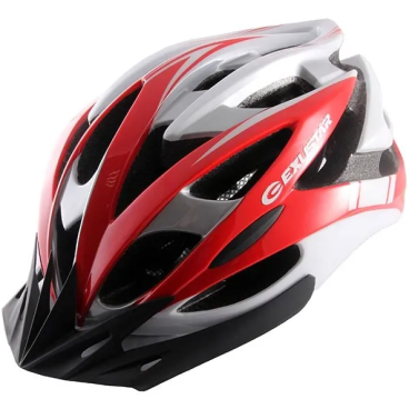 Фото Шлем велосипедный EXUSTAR (TW), взрослый, 26 отверстий, регулировка размеров, красно/бело-черный, 4610014470445
