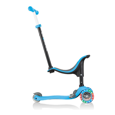 Самокат-трансформер Globber GO UP SPORTY PLUS LIGHTS, трехколесный, детский, светящиеся колеса, голубой