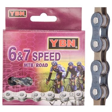 Цепь велосипедная YBN S50, 1/2"x3/32", 6-7 скоростей, 110 звеньев, в индивидуальной упаковке, 570079