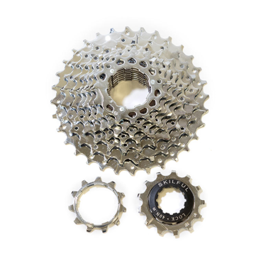 Фото Кассета велосипедная Skilful, 9 скоростей, зубья 11-32, сталь, никелированная, CS-M300