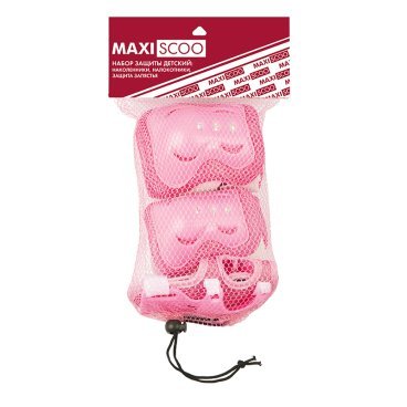 Комплект защиты Maxiscoo, детский (наколенники, налокотники, защита запястья), розовый