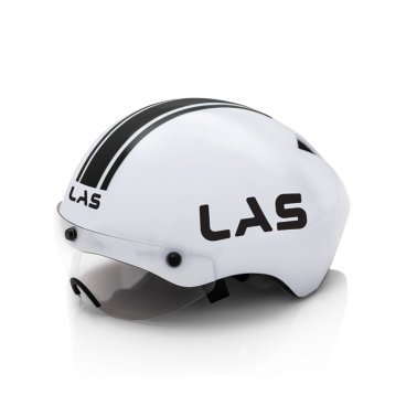 Фото Шлем велосипедный LAS TT Crono, с визором, белый с черным, 215