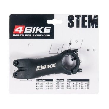 Вынос руля велосипедный 4BIKE TDS-C302, алюминий, длина 90, угол +10°,диаметр 31.8 мм, ARV-ST-C302-901031B