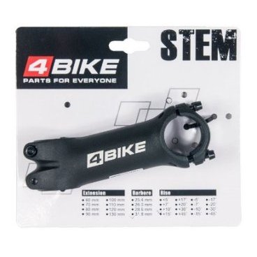 Вынос руля велосипедный 4BIKE TDS-C302, алюминий, длина 105 мм, угол +10°, диаметр 31.8 мм, ARV-ST-C302-1051031B