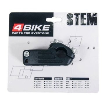 Вынос руля велосипедн 4BIKE MX-628, алюминий, длина 48, диаметр 22.2 мм, ARV-ST-MX628-4822B