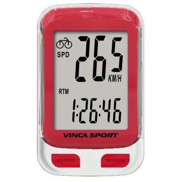 Фото Велокомпьютер Vinca Sport V-3500, проводной, 12 функций, индивидуальная упаковка, белый/красный, V-3500 red